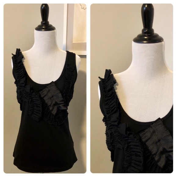 Anthropologie Tops - McGinn Black Ribbon Boa Tank